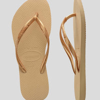 HAVAIANAS SLIM METALLIC GOLDEN THONGS
