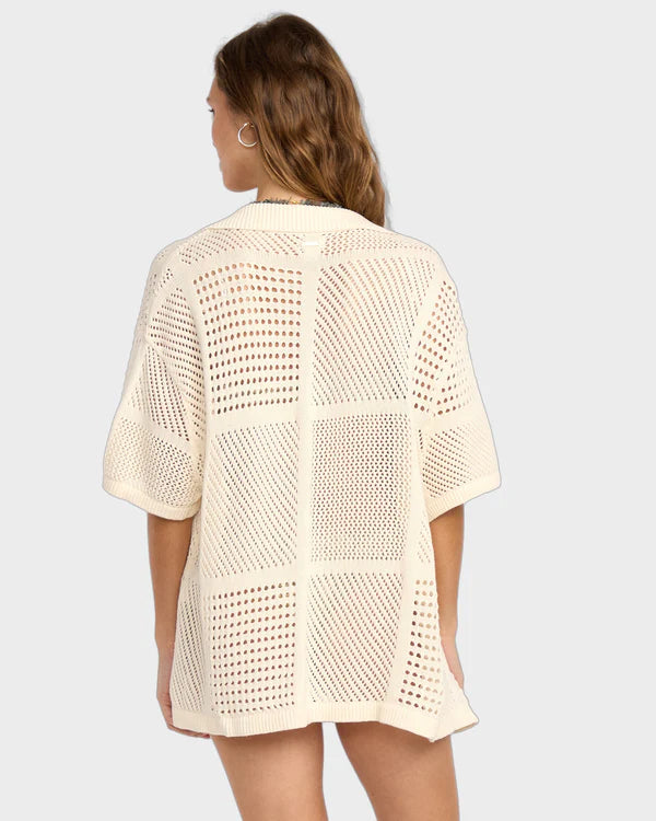 BILLABONG COOL DOWN SHORT SLEEVE SWEATER - WHITECAP