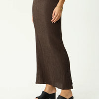 AFENDS FRIDA - SEERSUCKER MAXI SKIRT - COFFEE