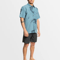 QUIKSILVER MENS CHASE SHIRT - AGEAN BLUE THE CHASE