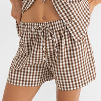 RHYTHM BIRDIE GINGHAM SHORT - BROWN