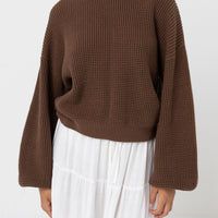 RHYTHM CLASSIC KNIT JUMPER - CHOCOLATE