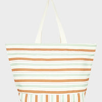 ROXY STRIPY BEACH TOTE BAG - LAUREL GREEN VARVER STRIPE