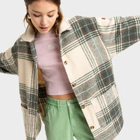ROXY CHECK ME NOW JACKET - AGAVE GREEN OLAN PLAID
