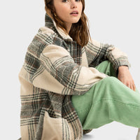 ROXY CHECK ME NOW JACKET - AGAVE GREEN OLAN PLAID