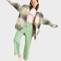 ROXY CHECK ME NOW JACKET - AGAVE GREEN OLAN PLAID