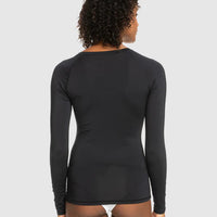 ROXY WOMENS NEW ESSENTIALS LS ZIPPED LYCRA RASH VEST - ANTHRACITE