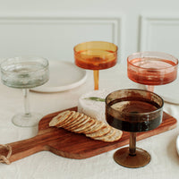 Handblown Hammered Coupe Cocktail Glass Pair: Blush
