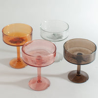 Handblown Hammered Coupe Cocktail Glass Pair: Blush