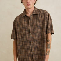 RHYTHM RELAXED BRADY CHECK SS SHIRT - COFFEE