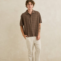 RHYTHM RELAXED BRADY CHECK SS SHIRT - COFFEE