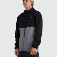 QUIKSILVER MENS BURNZ ZIP THRU HOODIE - BLACK/GREY