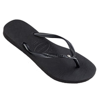 HAVAIANAS SLIM CRYSTAL BLACK THONGS