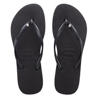 HAVAIANAS SLIM CRYSTAL BLACK THONGS