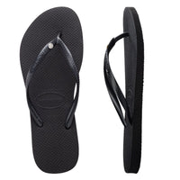 HAVAIANAS SLIM CRYSTAL BLACK THONGS