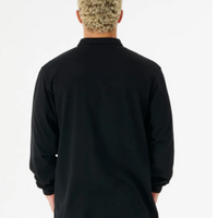 RIP CURL QUALITY SURF PRODUCTS LONG SLEEVE POLO - BLACK