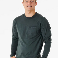 RIP CURL PLAIN WASH LONG SLEEVE - WASHED BLACK