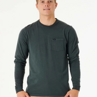 RIP CURL PLAIN WASH LONG SLEEVE - WASHED BLACK