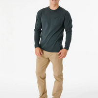 RIP CURL PLAIN WASH LONG SLEEVE - WASHED BLACK