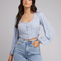 AAE MAXINE FLORAL TOP - BLUE PRINT