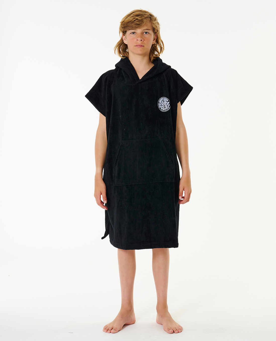 RIP CURL LOGO HOODED TOWEL  BOY - BLACK