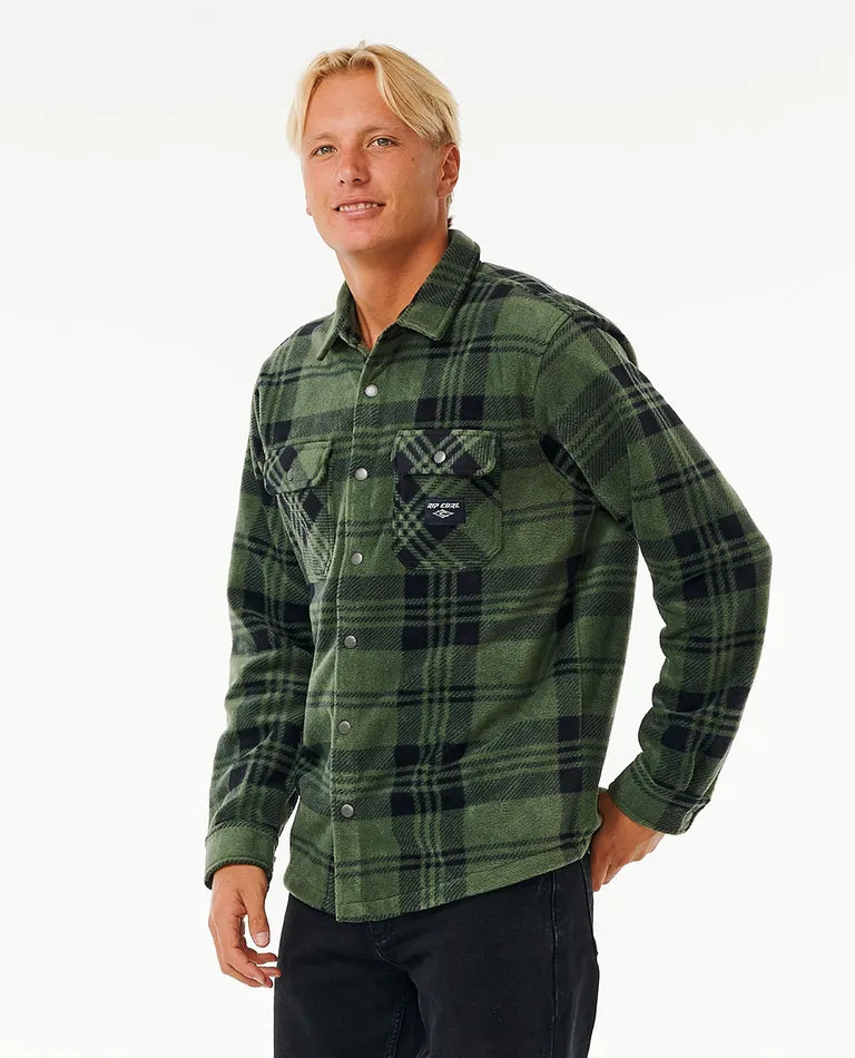 RIP CURL PARTY PACK POLAR FLEECE SHIRT- DARK OLIVE