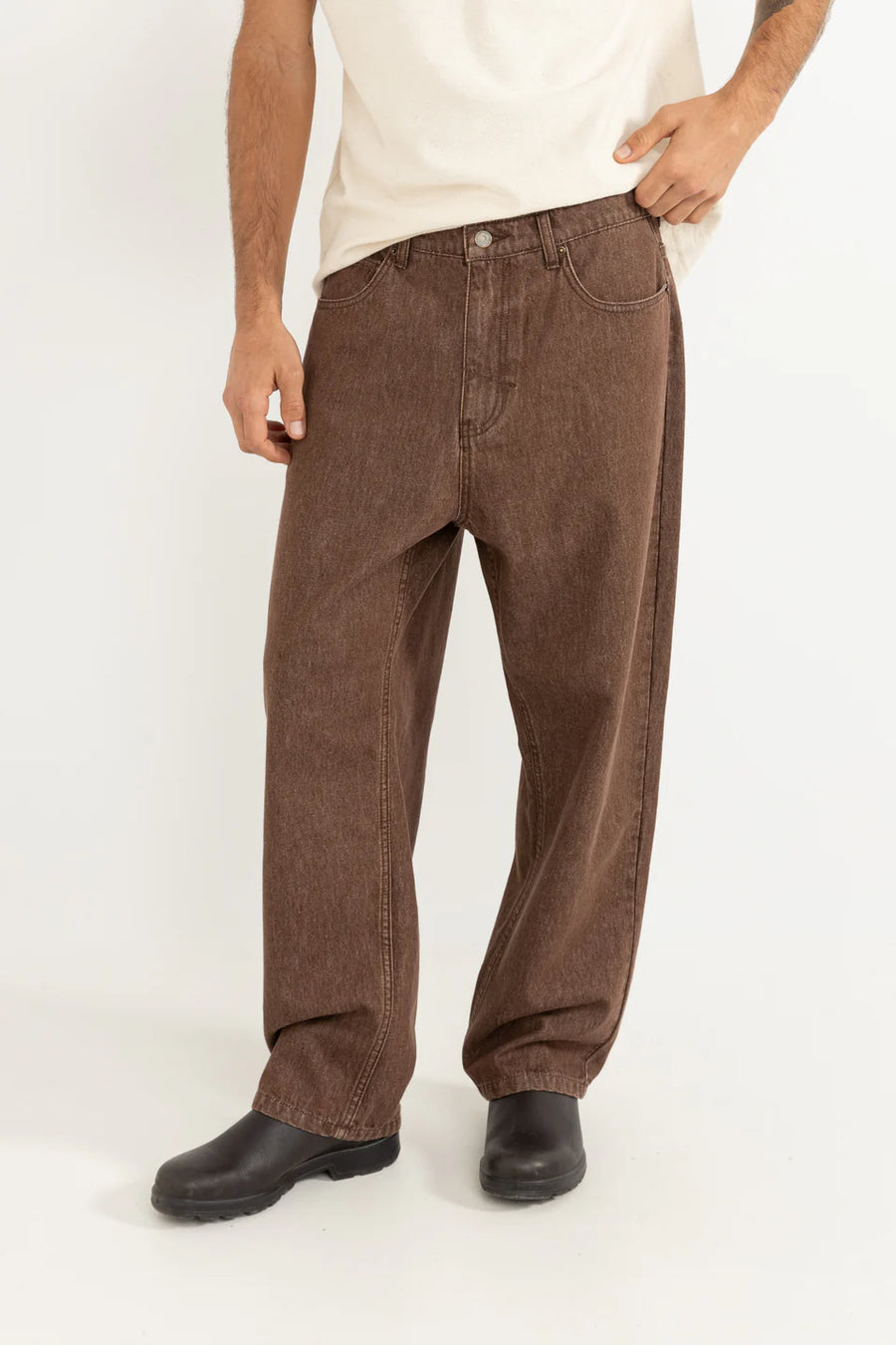 RHYTHM MENS ESSENTIAL JEANS - WASHED BROWN