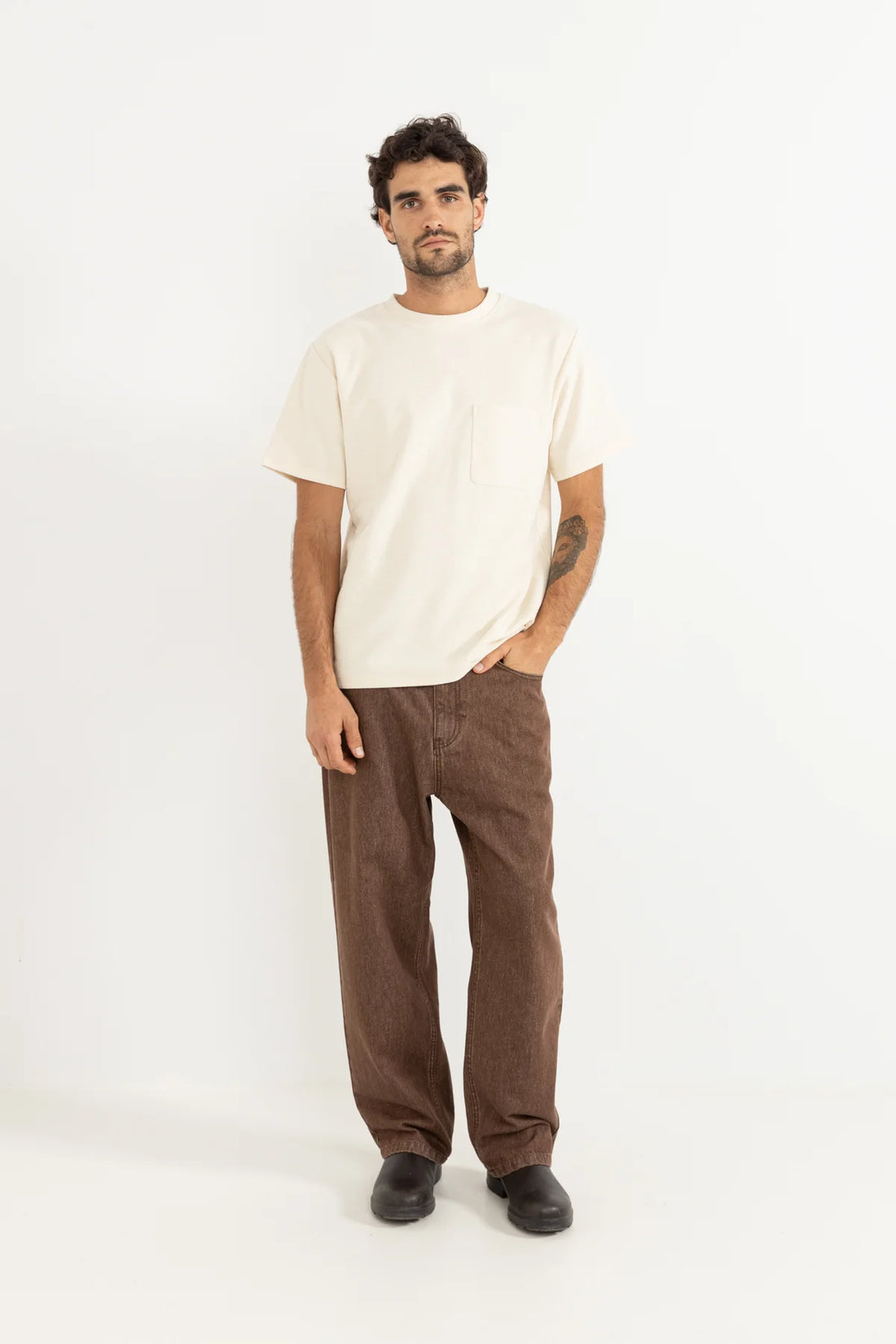 RHYTHM MENS ESSENTIAL JEANS - WASHED BROWN