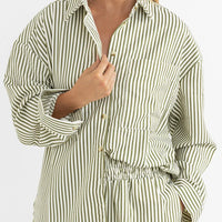 RHYTHM COVE STRIPE LONG SLEEVE SHIRT - ALOE