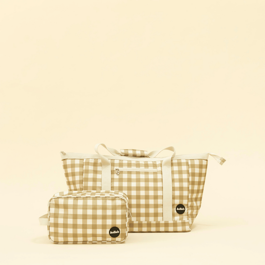 KOLLAB Tote Bag Olive Check