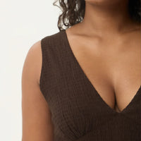 AFENDS TULLY - SEERSUCKER MAXI DRESS - COFFEE
