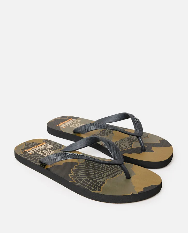 RIP CURL MENS SEARCH BLOOM OPEN TOE - BLACK/OLIVE