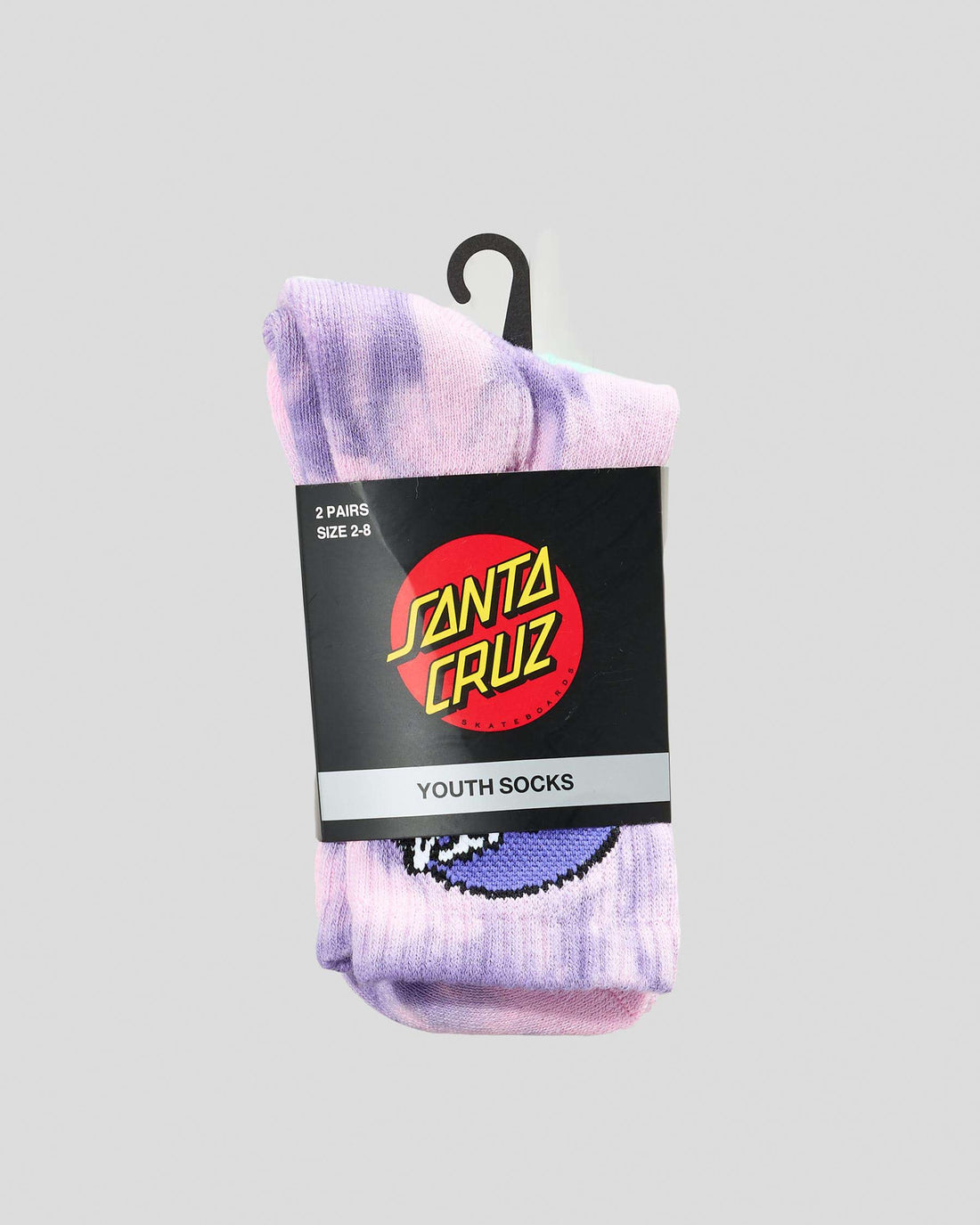 SANTA CRUZ GIRLS OTHER DOT MID SOCK 2PACK - PALE PINK TIE DYE/LIGHT GREEN TIE DYE
