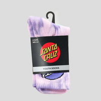 SANTA CRUZ GIRLS OTHER DOT MID SOCK 2PACK - PALE PINK TIE DYE/LIGHT GREEN TIE DYE
