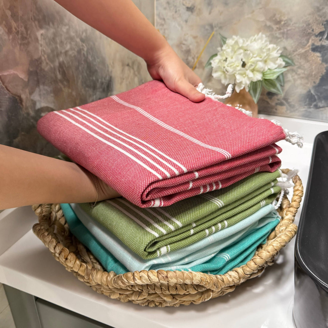 Handwoven Turkish Cotton Army Green / Beach Towel