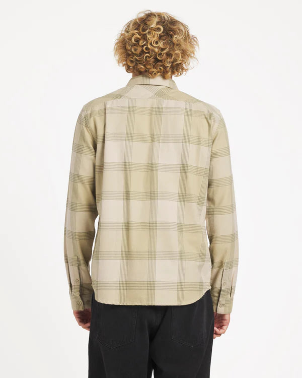 RVCA THAT'LL WORK FLANNEL LOMG SLEEVE SHIRT - LIGHT KHAKI