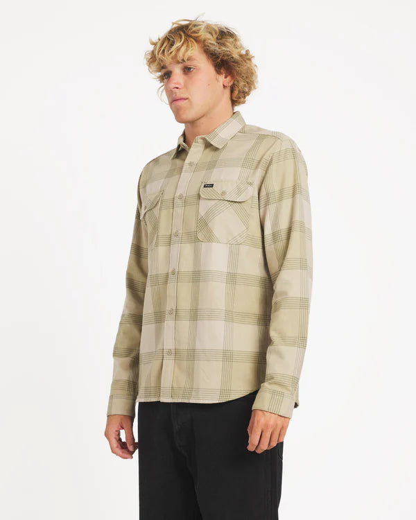RVCA THAT'LL WORK FLANNEL LOMG SLEEVE SHIRT - LIGHT KHAKI