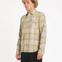 RVCA THAT'LL WORK FLANNEL LOMG SLEEVE SHIRT - LIGHT KHAKI