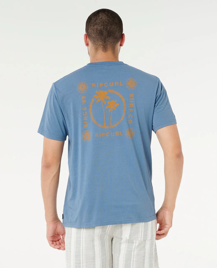 RIP CURL MOD CALI TWO PALMS TEE - BLUEFIN
