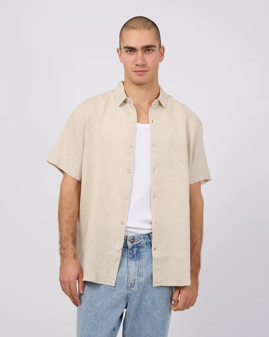 SILENT THEORY LINEN SHORT SLEEVE SHIRT - NATURAL
