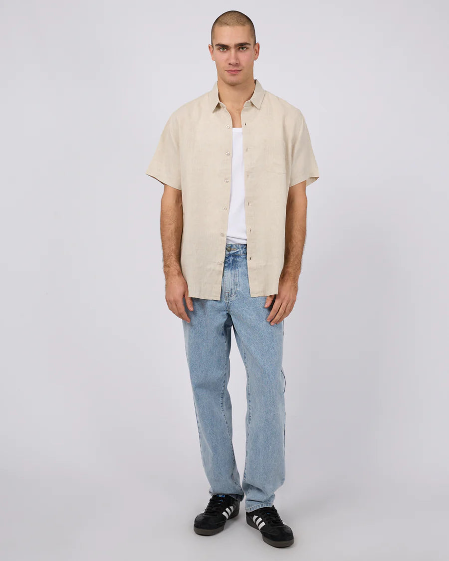 SILENT THEORY LINEN SHORT SLEEVE SHIRT - NATURAL