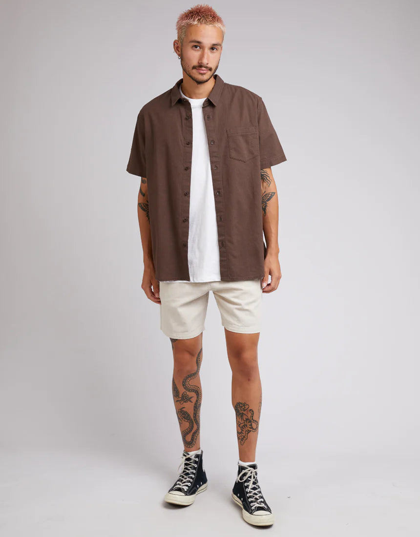 SILENT THEORY HEMP SHORT SLEEVE SHIRT - CHOCOLATE