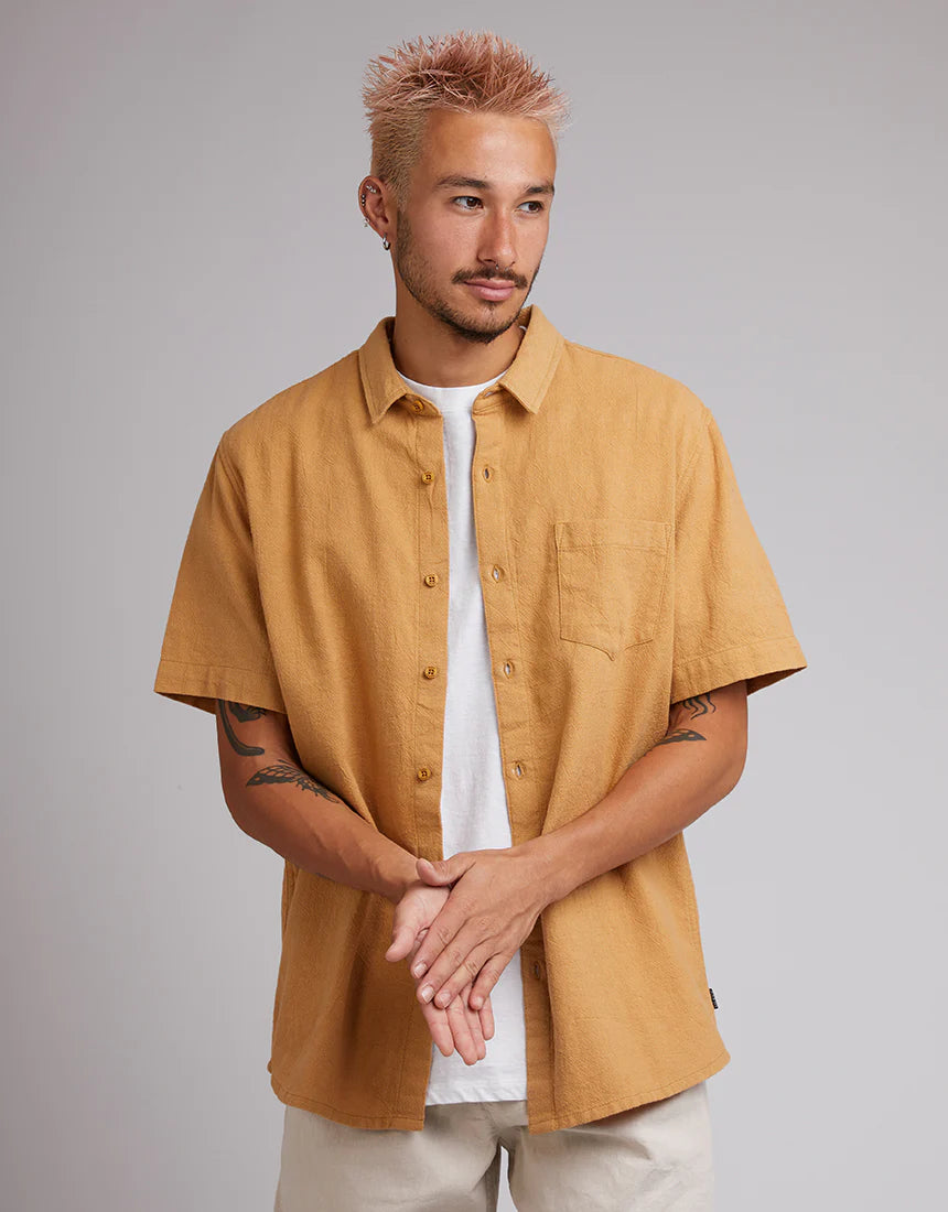 SILENT THEORY HEMP SHORT SLEEVE SHIRT - MUSTARD