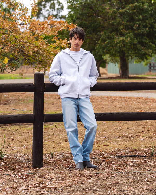 SILENT THEORY BOX ZIP HOODIE - GREY MARBLE