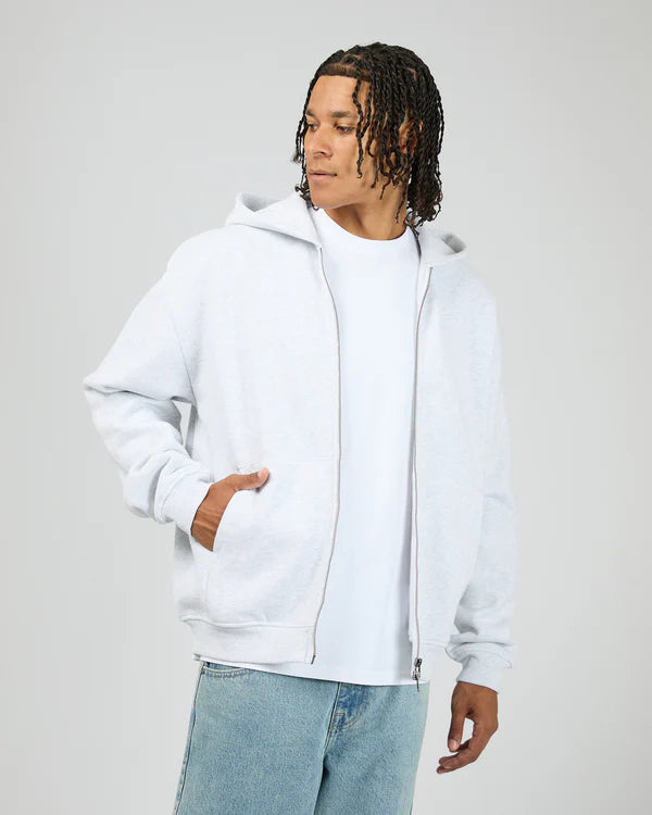 SILENT THEORY BOX ZIP HOODIE - GREY MARBLE