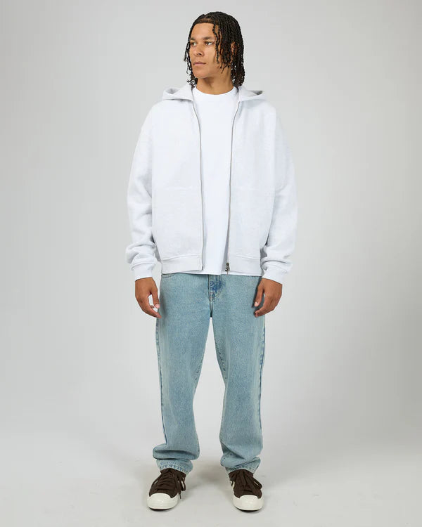 SILENT THEORY BOX ZIP HOODIE - GREY MARBLE