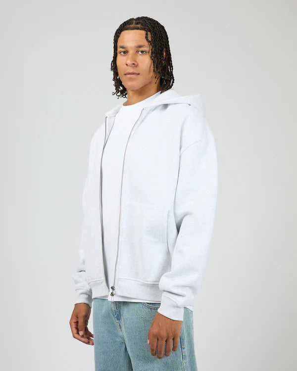 SILENT THEORY BOX ZIP HOODIE - GREY MARBLE
