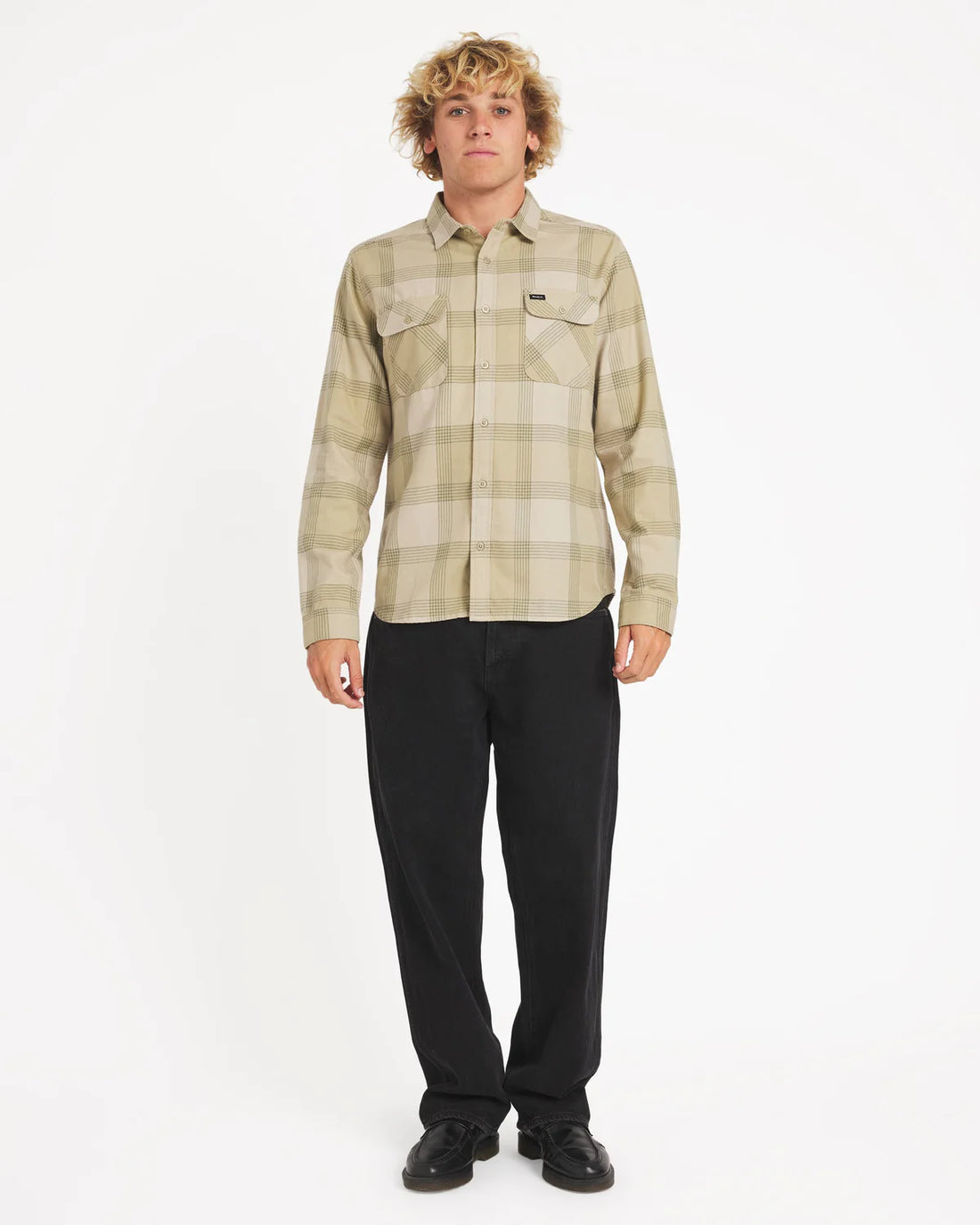 RVCA THAT'LL WORK FLANNEL LOMG SLEEVE SHIRT - LIGHT KHAKI