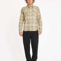 RVCA THAT'LL WORK FLANNEL LOMG SLEEVE SHIRT - LIGHT KHAKI