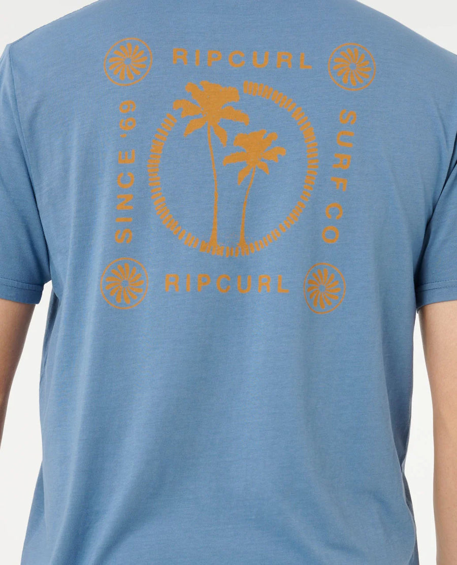 RIP CURL MOD CALI TWO PALMS TEE - BLUEFIN